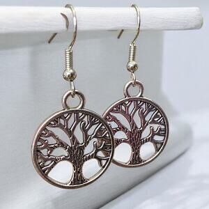 Silver Plated Tree of Life Earrings New